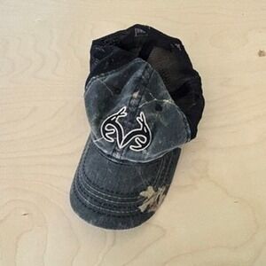 Realtree Trucker Hat Mens Sz OS Black Distressed Camo Logo Snapback Cap